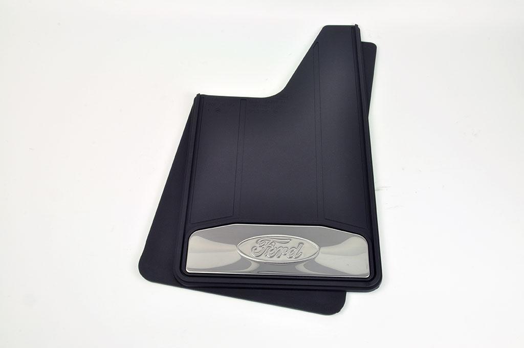 Premium Flat Black Splash Guards with Bright Accent, Rear Pair