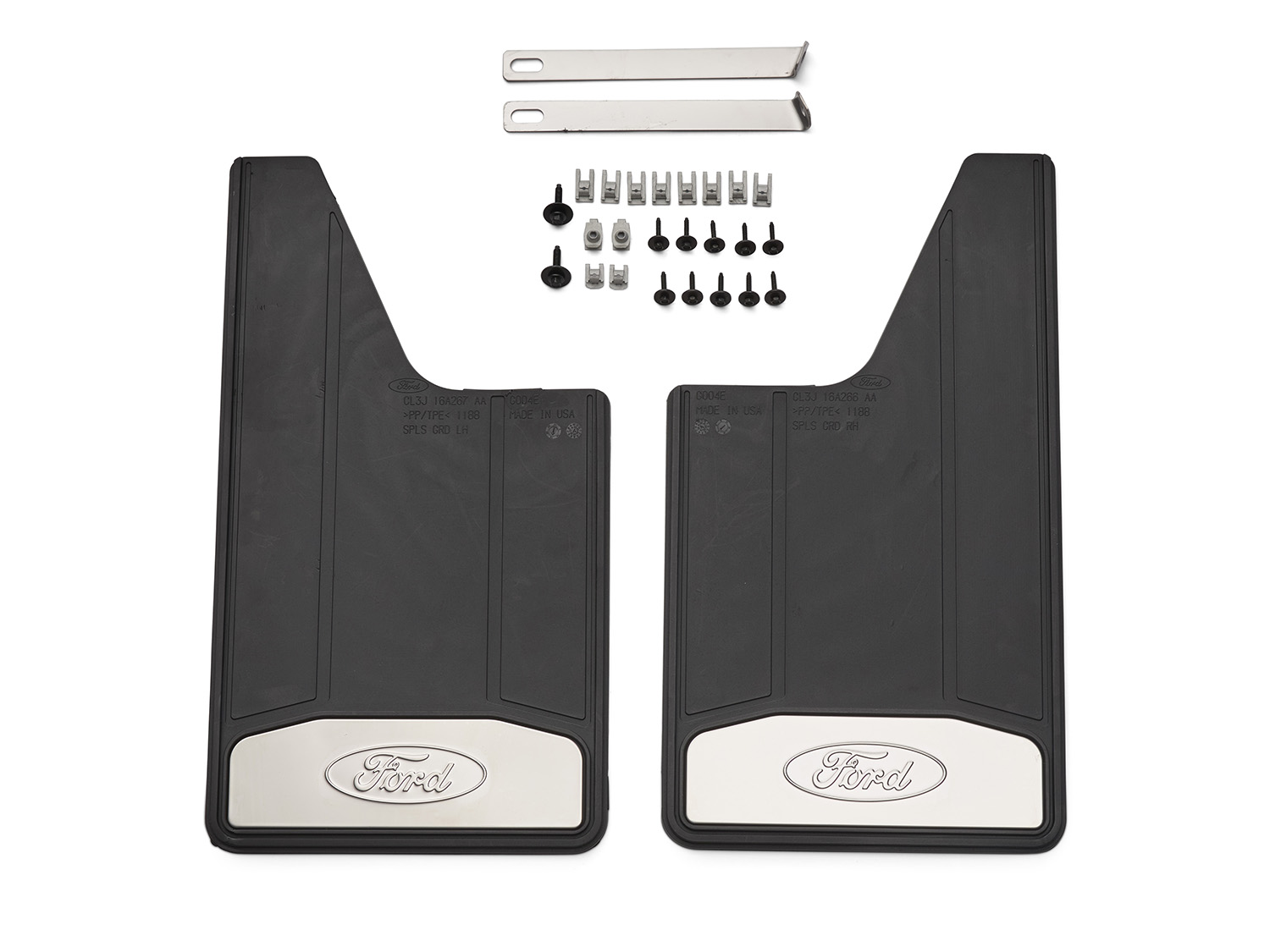 Premium Flat Black Splash Guards with Bright Accent, Rear Pair