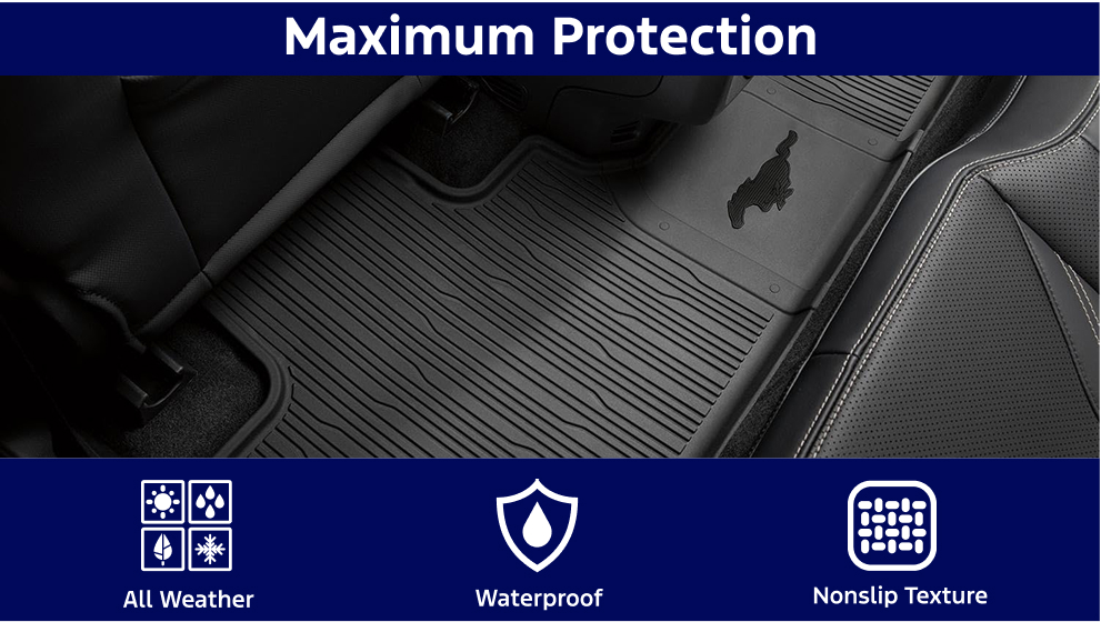 Mustang Mach-E 2021-2026 4pc Pony Logo All Weather Floor Liner