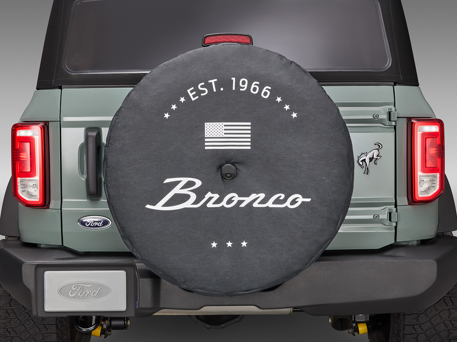 Image for Spare Tire Cover - Bronco 66, Opaque White Ink, For 35 Inch Tire from AccessoriesCanada