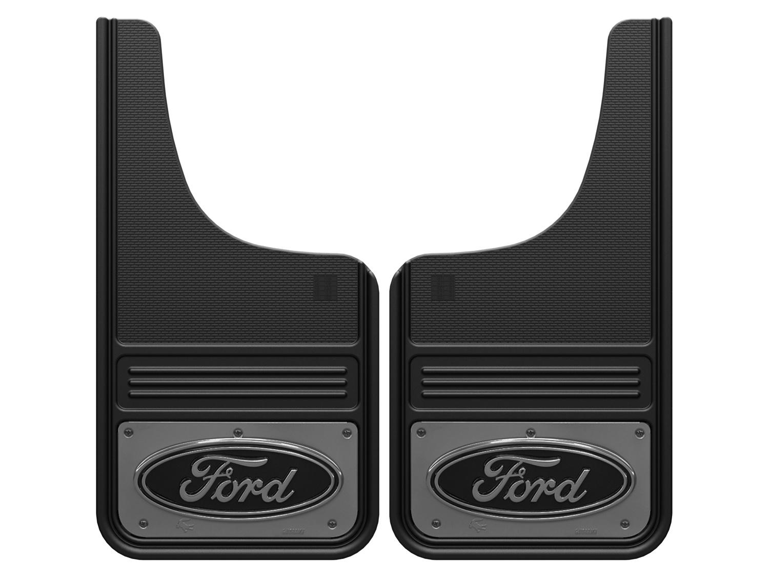 Image pour Pare-boue – Gatorback de Truck Hardware, paire avant, logo ovale Ford gris bronze sur fond noir à partir de AccessoriesCanada