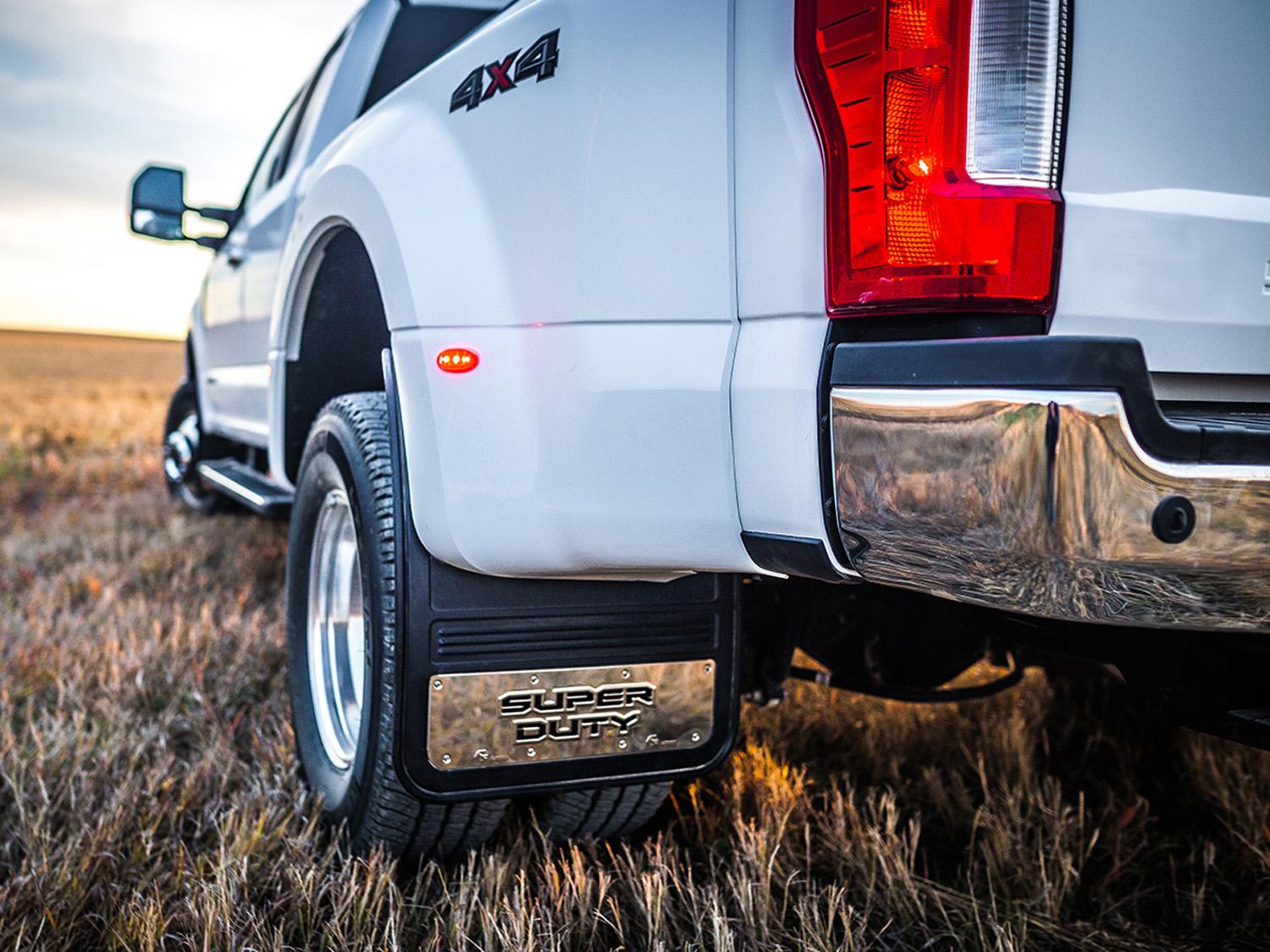 Image for Splash Guards - Gatorback by Truck Hardware, Rear Pair, DRW w/Super Duty Die-Stamped Stainless Insert from AccessoriesCanada