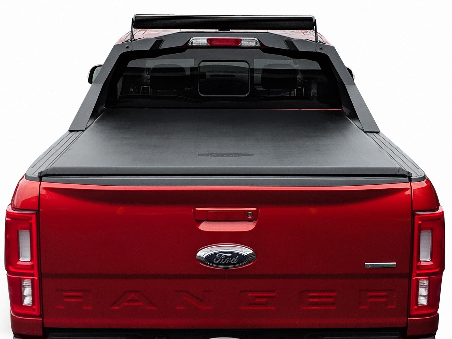 Image for Tonneau/Bed Cover - XLP Premium Soft Roll-Up by TruXedo, For 5.0 Bed With Ford Performance Chase Rack from AccessoriesCanada