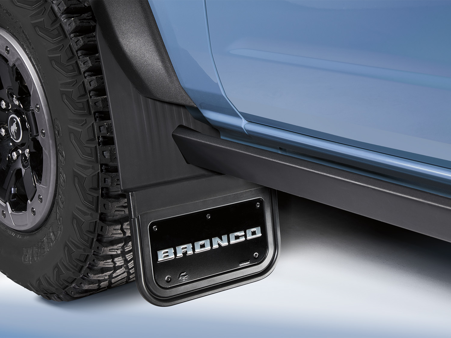 Image for Splash Guards - Gatorback, Front Pair for Bronco w/Rock Rails, Bronco Text Logo from AccessoriesCanada