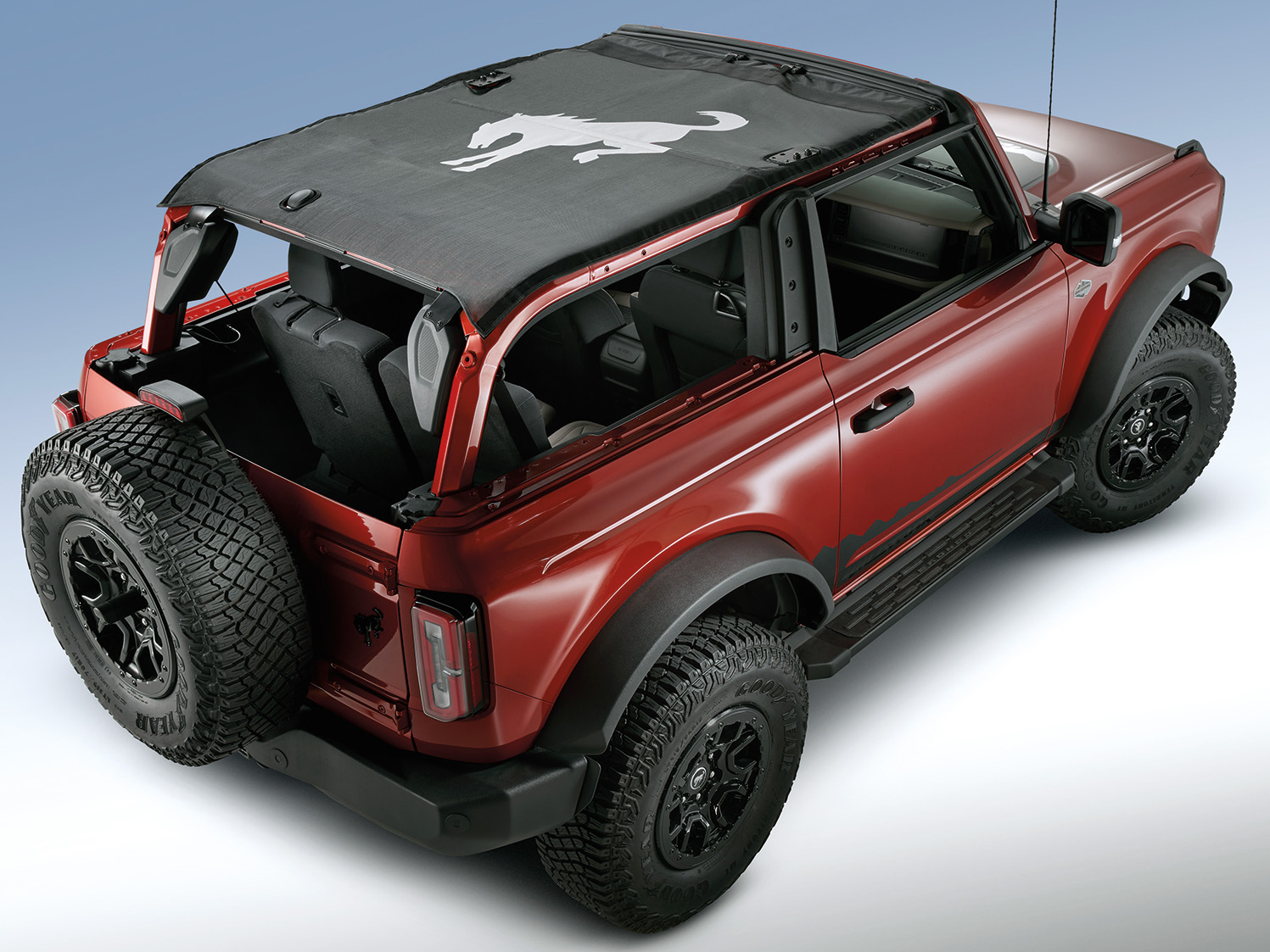 Image pour TOIT BIMINI, CHEVAL BRONCO, NOIR/GRIS CLAIR, DEUX PORTES à partir de AccessoriesCanada