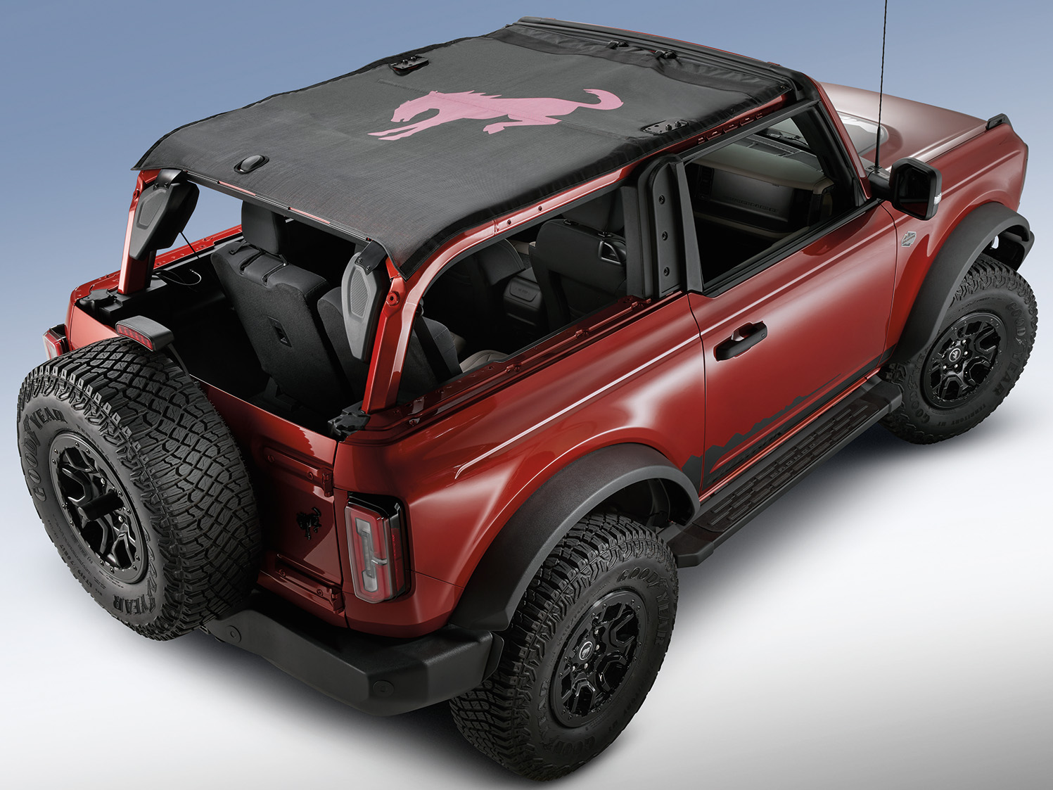 Image for BIMINI TOP, BRONCO HORSE, BLK W/PINK, 2 DR from AccessoriesCanada