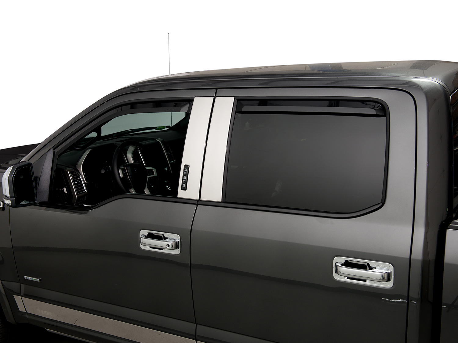 Image for Side Window Deflectors - In-Channel, Smoke by Putco, Front and Rear, 4-Piece Set, For SuperCrew from AccessoriesCanada