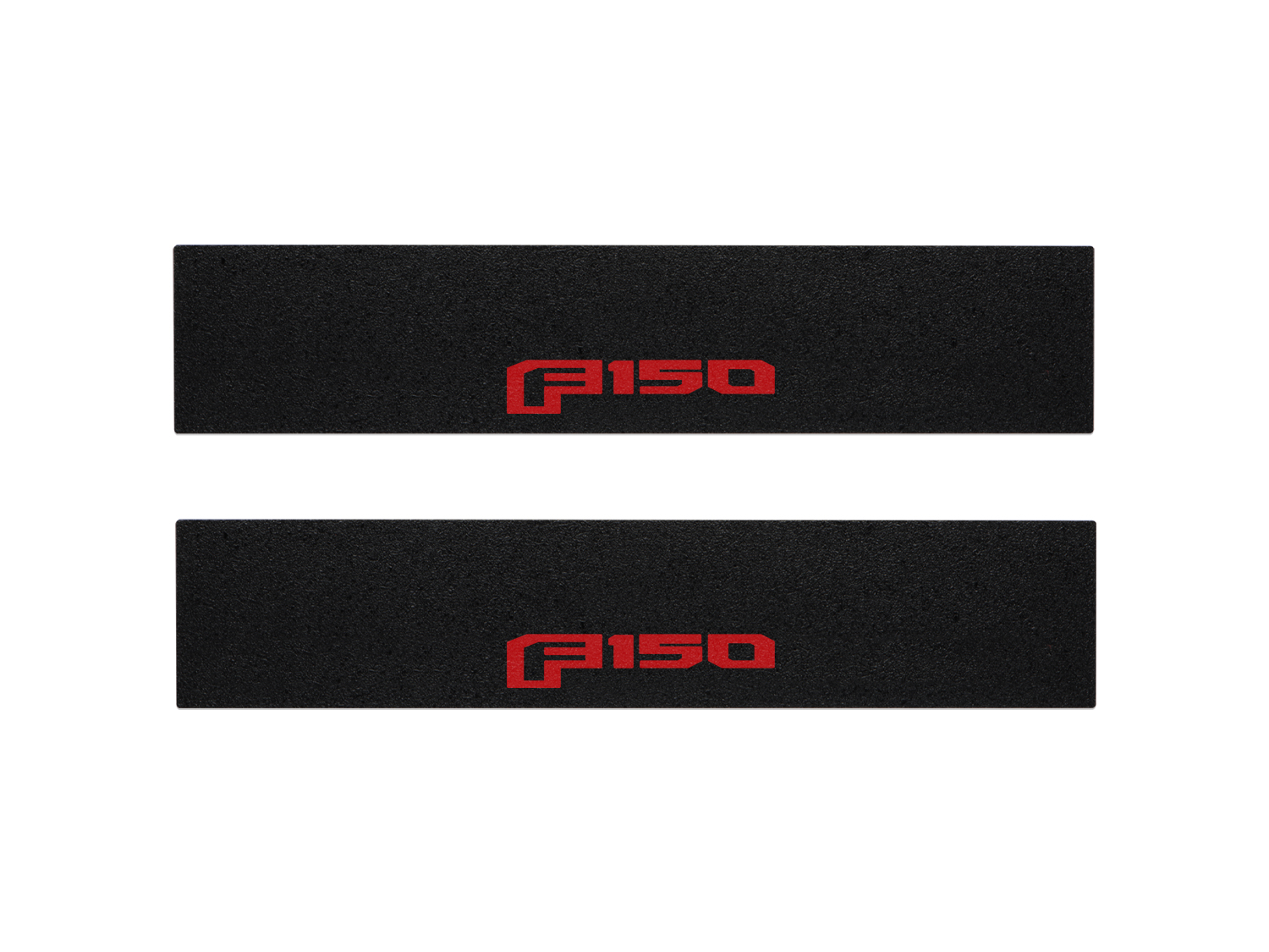 Image pour Enjoliveurs de seuil de porte TufSkinz – Lettres F-150 rouges sur plaque noire texturée, pour cabine simple et à partir de AccessoriesCanada