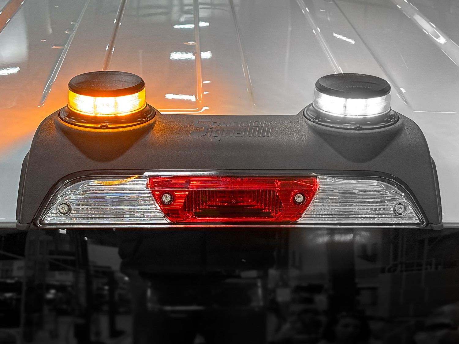 Image for LED Warning Strobes by SoundOff Signal, Amber and White, For Lightning Only, Med. Dark Slate Interior from AccessoriesCanada