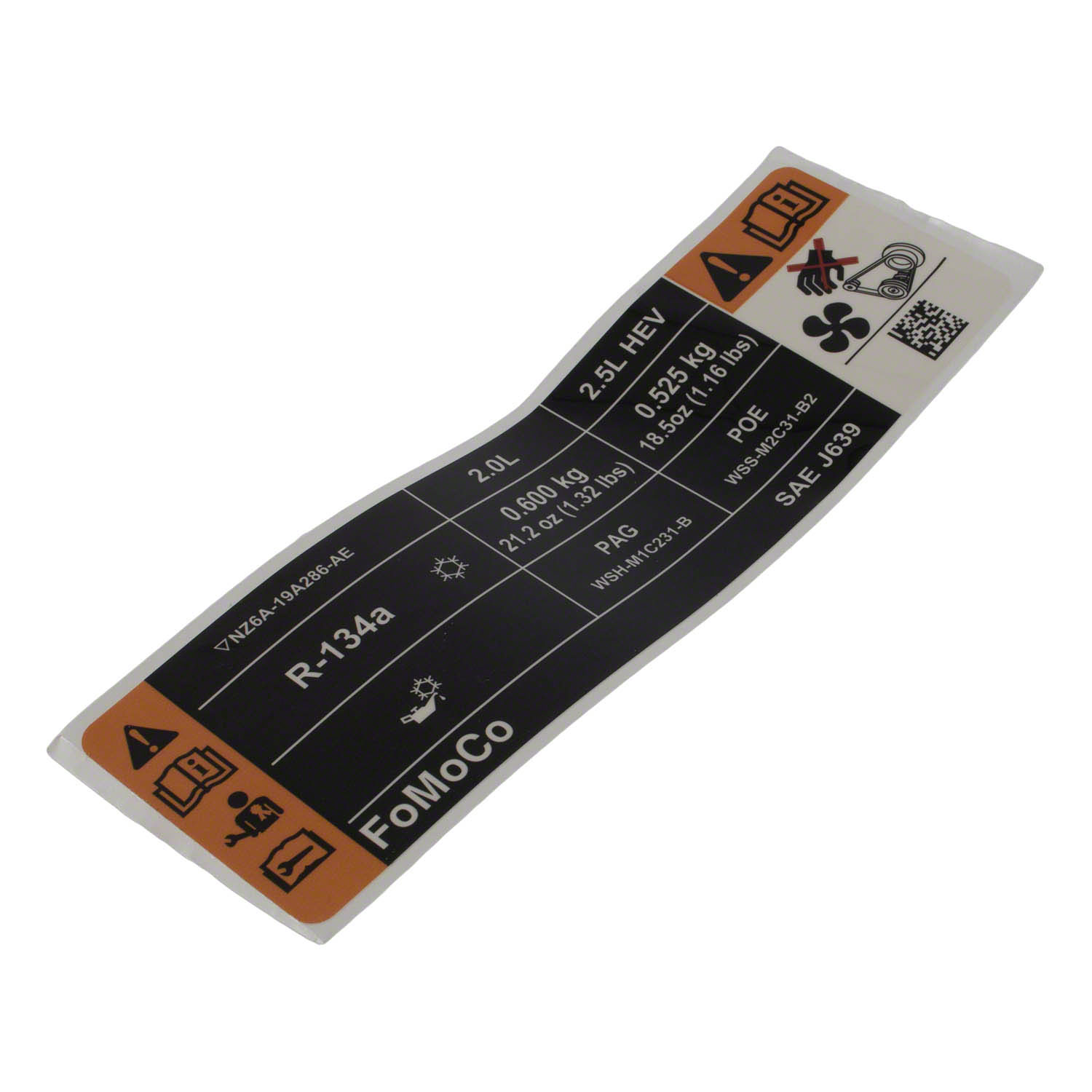 Ford F-250 R-134a AC refrigerant label engine bay sticker location